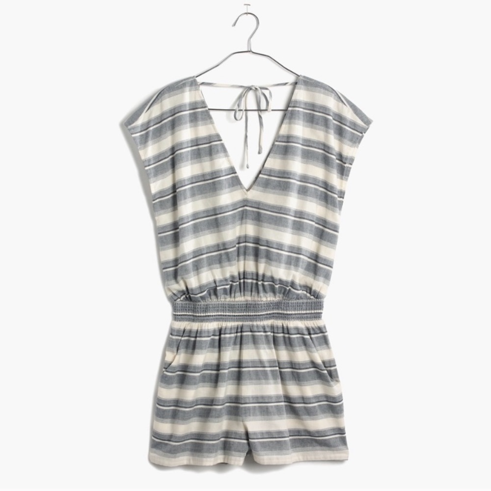 Madewell Blue and White Striped Romper